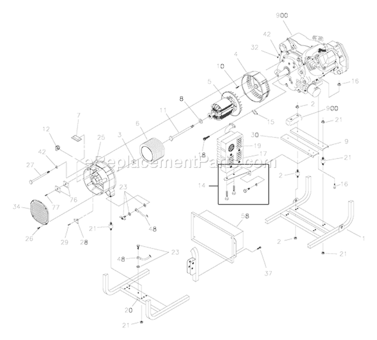 Page B Diagram and Parts List for 1470-1  Briggs and Stratton Generator
